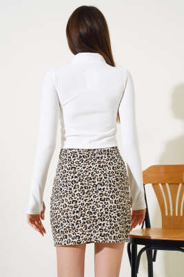 Yarım Boğazlı Fitilli Body Beyaz - Yeni Giyim