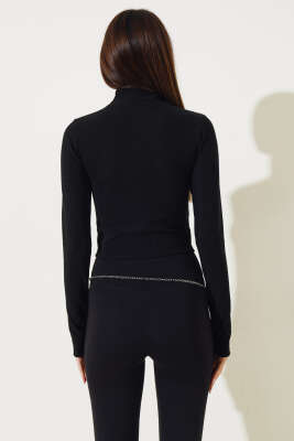 Yarım Boğazlı Fitilli Body Siyah - Kadın Giyim Modelleri