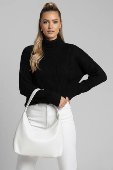 Yarım Boğazlı Sakallı Kazak Siyah - Kadın Giyim Modelleri