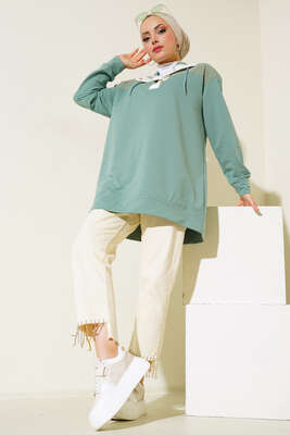Yarım Çıt Çıt Düğmeli Tunik Çağla Yeşili - Tunik
