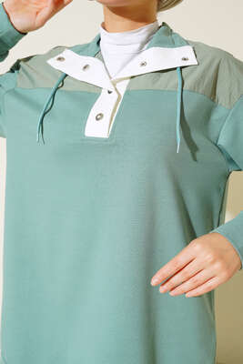 Yarım Çıt Çıt Düğmeli Tunik Çağla Yeşili - Tunik