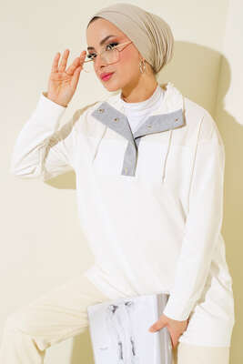 Yarım Çıt Çıt Düğmeli Tunik Ekru 