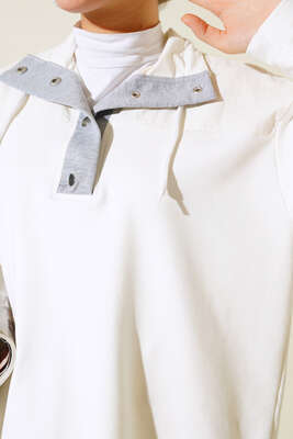 Yarım Çıt Çıt Düğmeli Tunik Ekru - Tunik