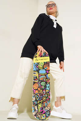 Yarım Çıt Çıt Düğmeli Tunik Siyah - SAS