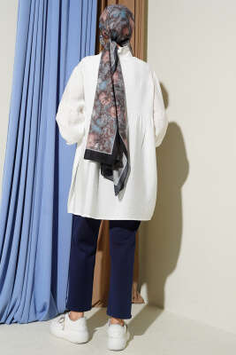Yarım Düğmeli Bağlamalı Tunik Beyaz - 500-700 TL Ürünler