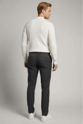 Yarım Düğmeli Fitilli Triko Erkek Kazak Beyaz - Erkek Kazak