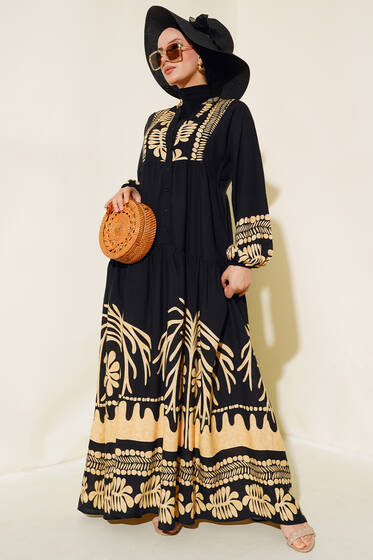 Yarım Düğmeli Kat Elbise Bej - Elbise