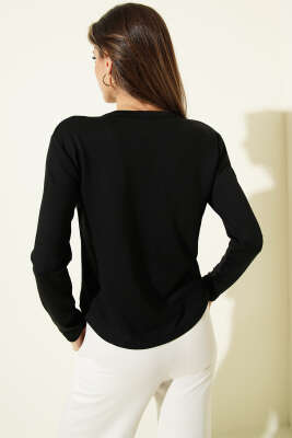 Yarım Düğmeli Loyşa Body Siyah - Kadın Giyim Modelleri