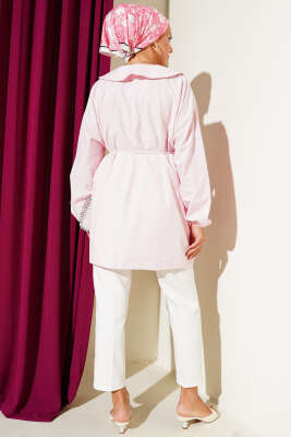 Yarım Düğmeli Nervürlü Tunik Pembe - 500-700 TL Ürünler