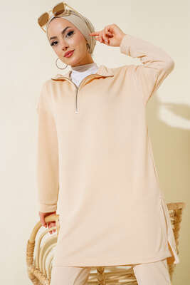 Yarım Fermuar İkili Takım Bej - İKİLİ TAKIM