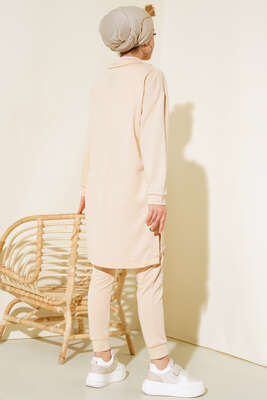 Yarım Fermuar İkili Takım Bej - İKİLİ TAKIM