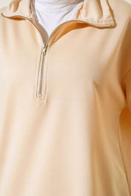 Yarım Fermuar İkili Takım Bej - İKİLİ TAKIM