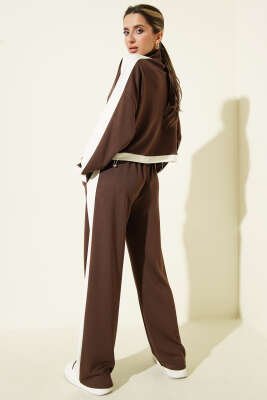 Yarım Fermuar Loyşa Sweat İkili Takım Kahve - Kadın Giyim Modelleri