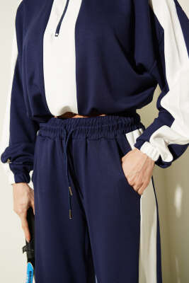 Yarım Fermuar Loyşa Sweat İkili Takım Lacivert - Kadın Giyim Modelleri