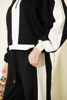 Yarım Fermuar Loyşa Sweat İkili Takım Siyah - Kadın Giyim Modelleri