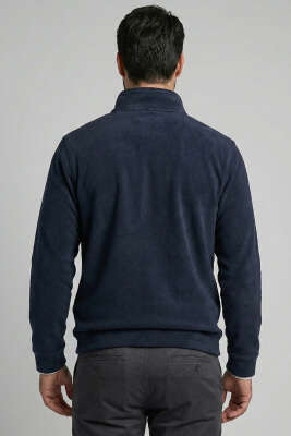 Yarım Fermuar Polar Erkek Sweatshirt Lacivert - Erkek Sweatshirt