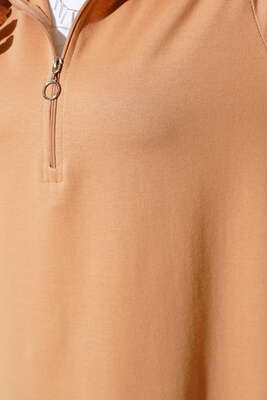 Yarım Fermuarlı Basıc Uzun Tunik Camel - 100-300 TL Ürünler