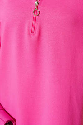 Yarım Fermuarlı Basıc Uzun Tunik Fuşya - 100-300 TL Ürünler