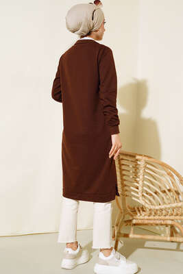 Yarım Fermuarlı Basıc Uzun Tunik Kahve - 100-300 TL Ürünler