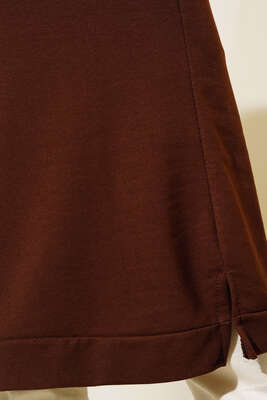 Yarım Fermuarlı Basıc Uzun Tunik Kahve - 100-300 TL Ürünler