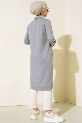 Yarım Fermuarlı Basıc Uzun Tunik Kayrak Grisi - 100-300 TL Ürünler