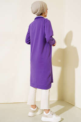 Yarım Fermuarlı Basıc Uzun Tunik Lila - 100-300 TL Ürünler
