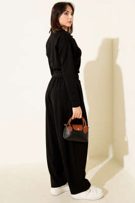 Yarım Fermuarlı Bluzlu Loyşa İkili Takım Siyah - Kadın Giyim Modelleri