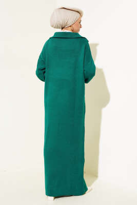 Yarım Fermuarlı Düz Triko Elbise Nefti - Tesettür Elbise