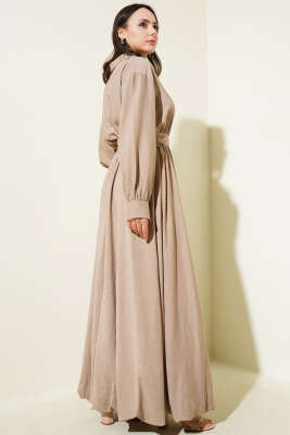 Yarım Fermuarlı Mevlana Elbise Vizon - Tesettür Elbise