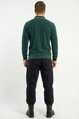 Yarım Fermuarlı Ribanalı Erkek Sweatshirt Nefti - Yılın Fırsatı