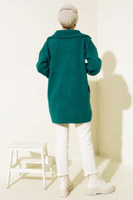 Yarım Fermuarlı Salaş Tunik Nefti - Triko Tunik