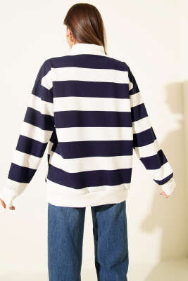 Yarım Fermuarlı Şardonlu Sweatshirt Lacivert - Günün Seçilenleri