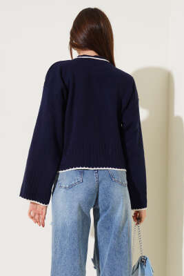 Yarım Fitilli Triko Kazak Lacivert - Kadın Giyim Modelleri