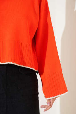 Yarım Fitilli Triko Kazak Oranj - Kadın Giyim Modelleri