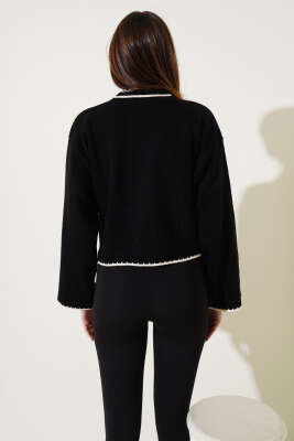 Yarım Fitilli Triko Kazak Siyah - Kadın Giyim Modelleri