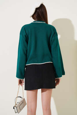 Yarım Fitilli Triko Kazak Zümrüt - Kadın Giyim Modelleri