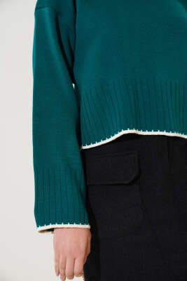 Yarım Fitilli Triko Kazak Zümrüt - Kadın Giyim Modelleri