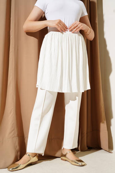 Yarım Gömlek Altı Pileli İçlik Beyaz - Kadın İçlik