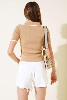 Yarım Polo Yaka Body Camel - Kadın Giyim Modelleri