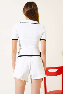 Yarım Polo Yaka Body Ekru - Kadın Giyim Modelleri