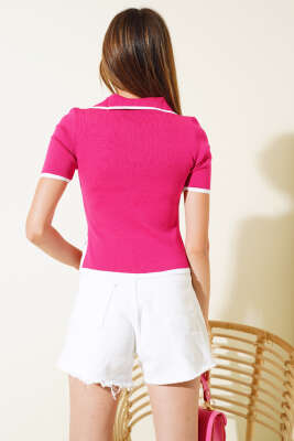 Yarım Polo Yaka Body Fuşya - Kadın Giyim Modelleri