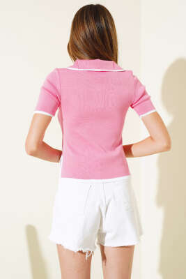 Yarım Polo Yaka Body Pembe - Kadın Giyim Modelleri