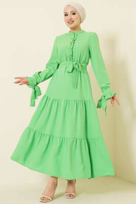 Yarım Yaka Düğmeli Fırfırlı Elbise Benetton - AGAS TEKSTİL