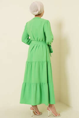 Yarım Yaka Düğmeli Fırfırlı Elbise Benetton - Elbise