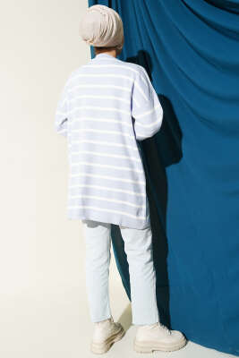 Yatay Çizgi Detaylı Basic Triko Tunik Lila - Yılın Fırsatı