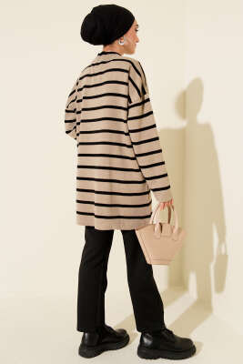 Yatay Çizgi Detaylı Basic Triko Tunik Vizon - Tunik