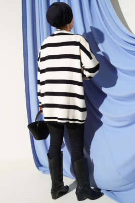 Yatay Çizgi Detaylı Triko Tunik Bej - Tunik