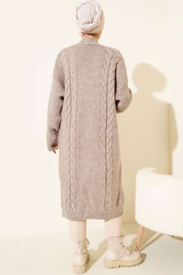 Yatay Çizgi Kabartmalı Triko Hırka Bronz - Hırka