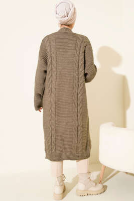 Yatay Çizgi Kabartmalı Triko Hırka Bronz - Hırka