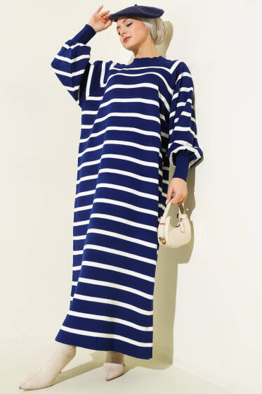 Yatay Çizgili Basic Triko Elbise Parlement - Günün Seçilenleri